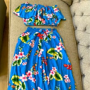 Crop top and wide leg pant